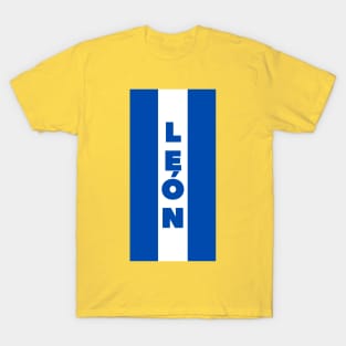 León City in Nicaraguan Flag Colors Vertical T-Shirt